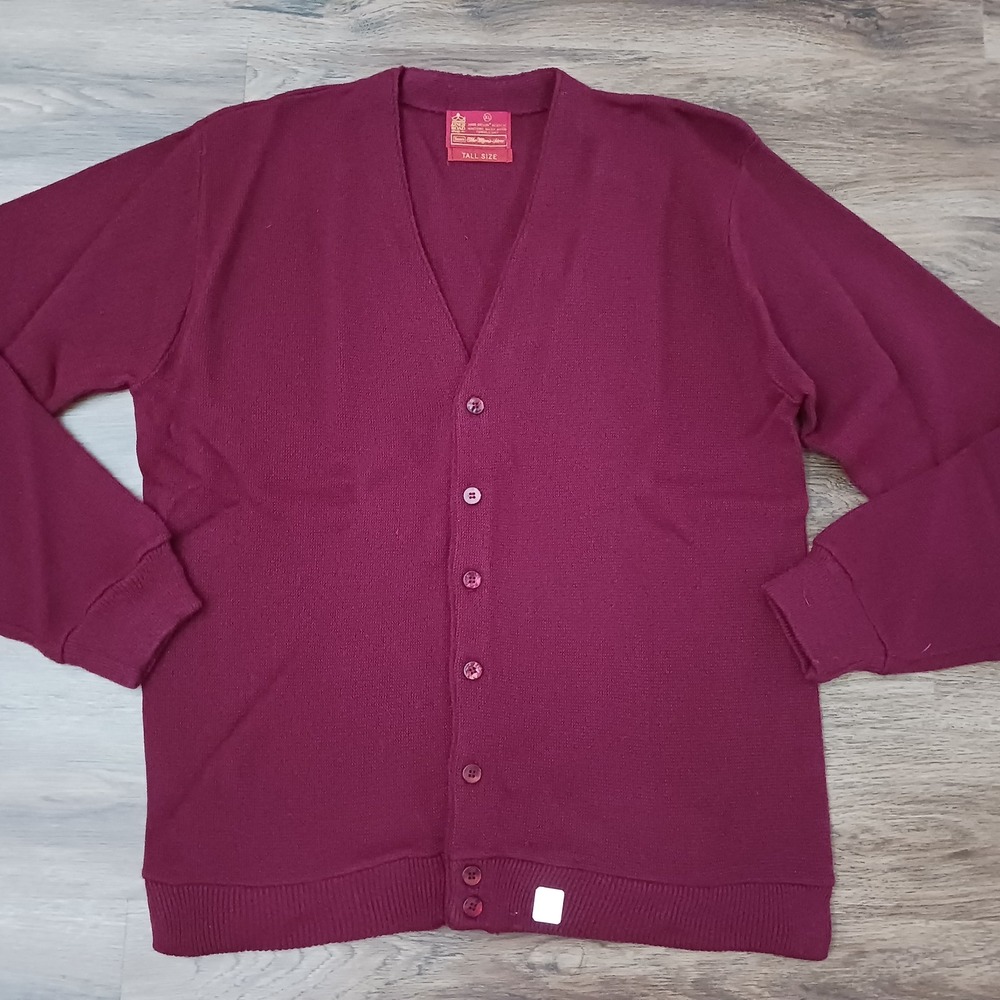 Vintage Sears Kings Road Shop Orlon Acrylic Cardigan Sweater Mens XL Tall - Picture 2 of 4